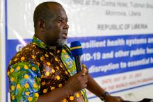  Mr. C. Stanford Wesseh Assistant Min. MOH making remarks during the transitional plan validation meeting 