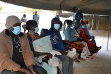 Clients  in the triage tent at the entrance of the Katima Mulilo hospital
