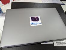 One of 64 laptops, funded by the EU, destined for the Ministry of Health with the support of WHO