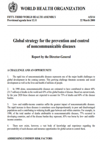 Global Strategy for NCDs prevention and control, Geneva, World Health Organization, 2000, (WHA53.14/2000)