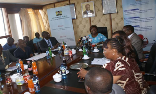 WHO team meet with Hon. Mugo (centre) at her offices