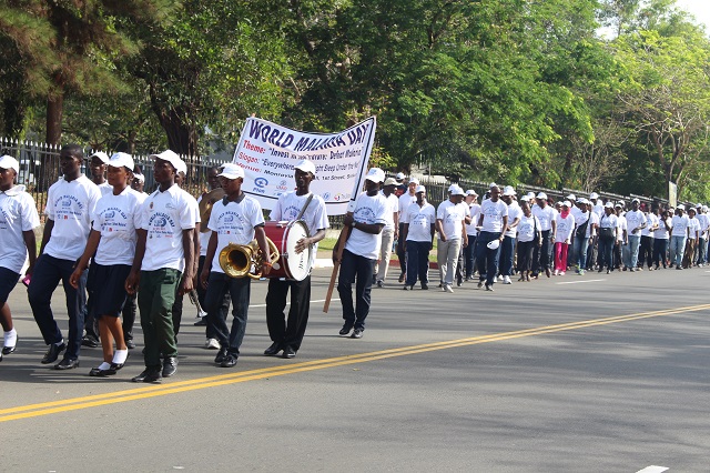 The march past on World Malaria Day