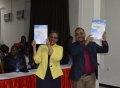 H.E. First Lady, Mrs Roman Tesfaye and Honorable Dr Kesetebirhan Admasu, Minister of Health, displaying the Strategy document.