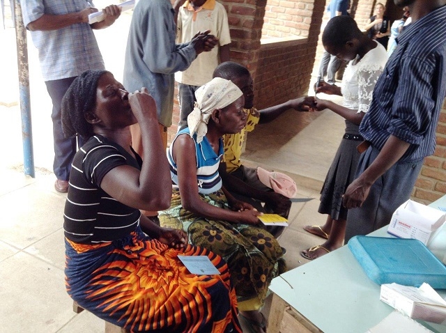 The cholera vaccine is taken orally as seen in the photograph above