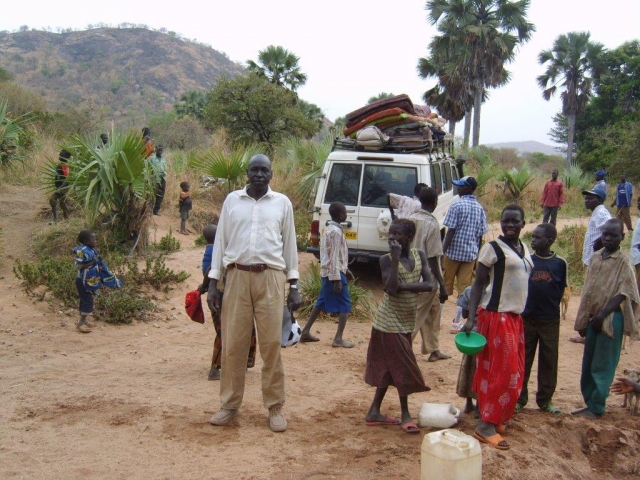 Mr Louise Mokiri Avito during the meningitis outbreak response in 2008 in one of the villages in Torit County
