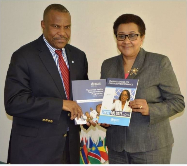 Dr Ovberedjo handing over strategic WHO documents to Dr Tax