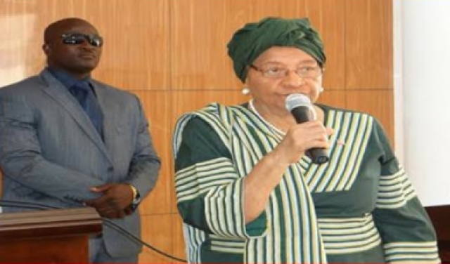 The President of Liberia H. E. Ellen Johnson Sirleaf making remarks to the National Task Force on Ebola