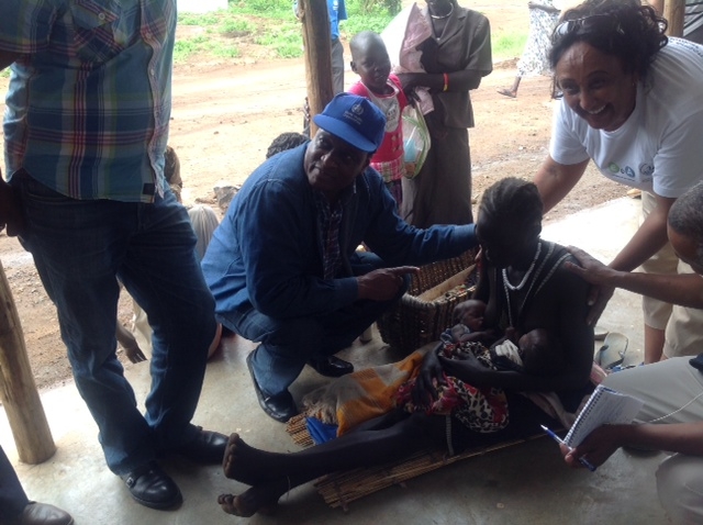 The WHO delegation interacting with the refugee community.