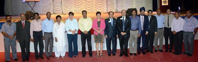 The Minister of Health, Mrs Mitcy Larue (Centre in pink) with donors at the launching ceremony