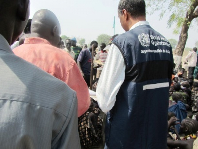 ﻿WHO staff and ministry of health officail conducting a health assessment of the displaced people in Pibor county, Jonglei state﻿