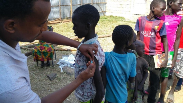 Children during Meningitis C vaccination in Gambella