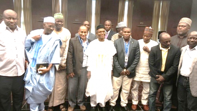 Governor Nasir El Rufai (middle) with WHO Kaduna state team