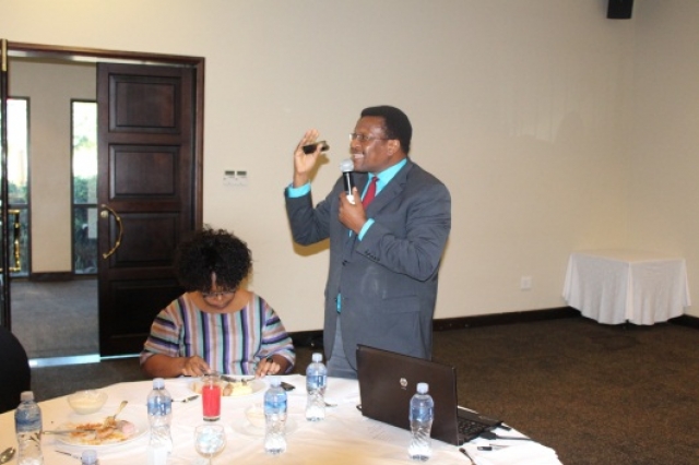 Mr Anson D. Zwane talking about the role of the media in advocating for AVW activities.
