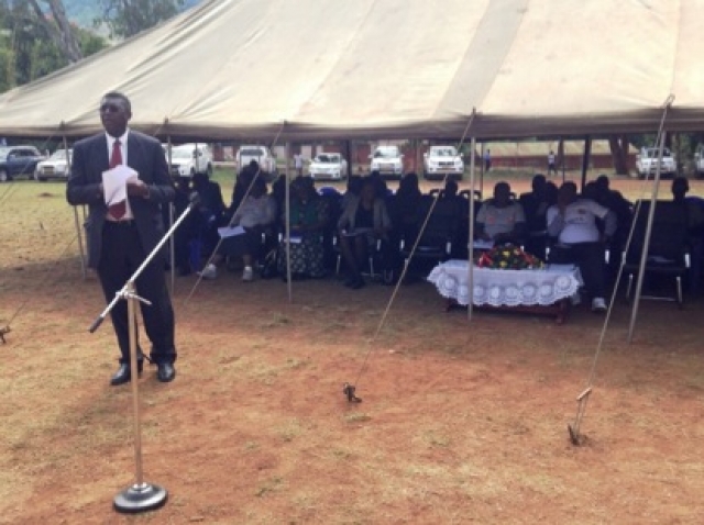 Dr Eugene Nyarko (WR) speaking to the audience in Zomba at Gynkhana Club Ground