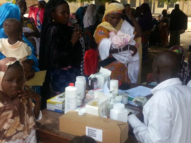 Health camp for treating minor ailments in Chibok, Borno State
