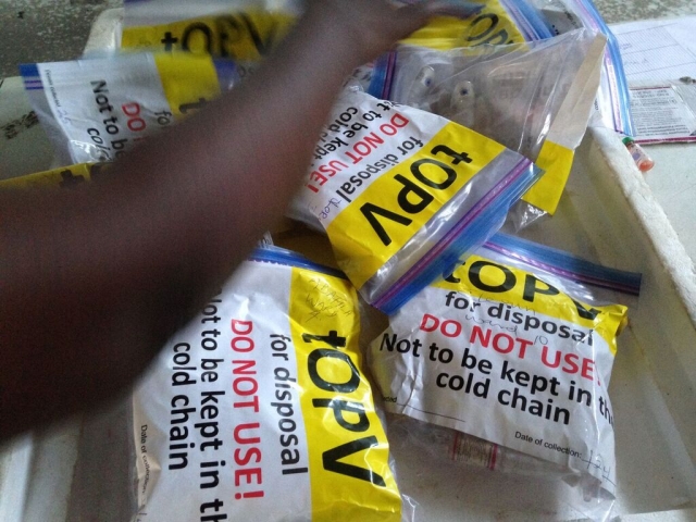 Retrieved tOPV vials waiting for boil and bury in Abia