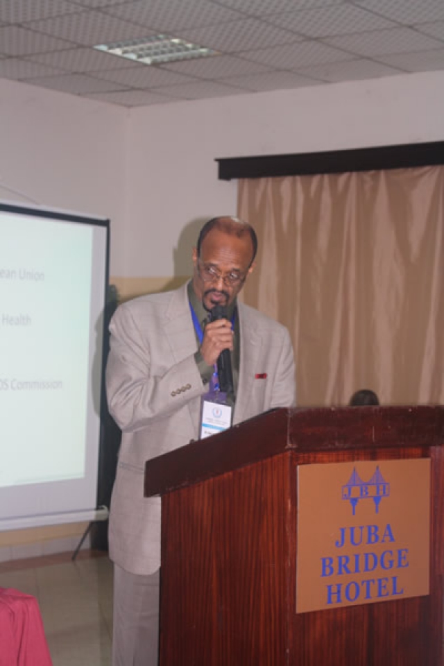 Dr Abdi Mohammed, WHO Representative making remarks at the official opening of the Health Policy Review Workshop
