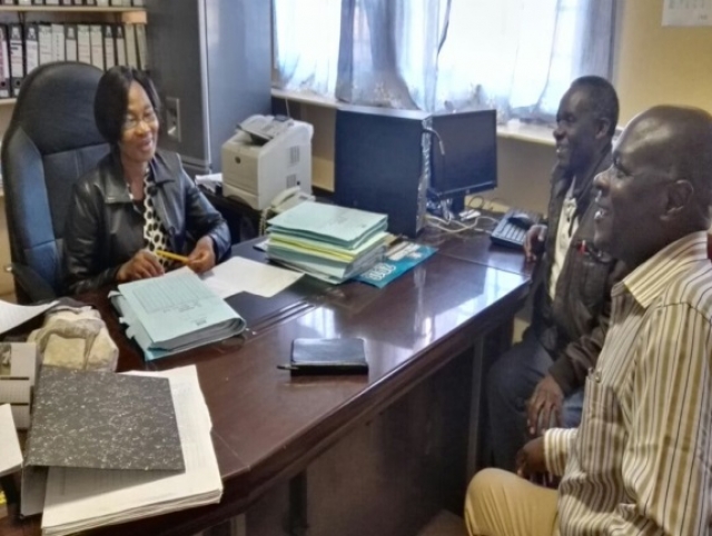 Left to Right: School Head, Ms Moje (Kasane P. School) Mr Tembo (Lab) and Dr J. Mwansa (consultant) during school visit