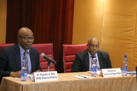 Dr Akpaka Kalu, WHO Representative to Ethiopia and on his left Dr Kereyidin Redi, Deputy General of FMHACA