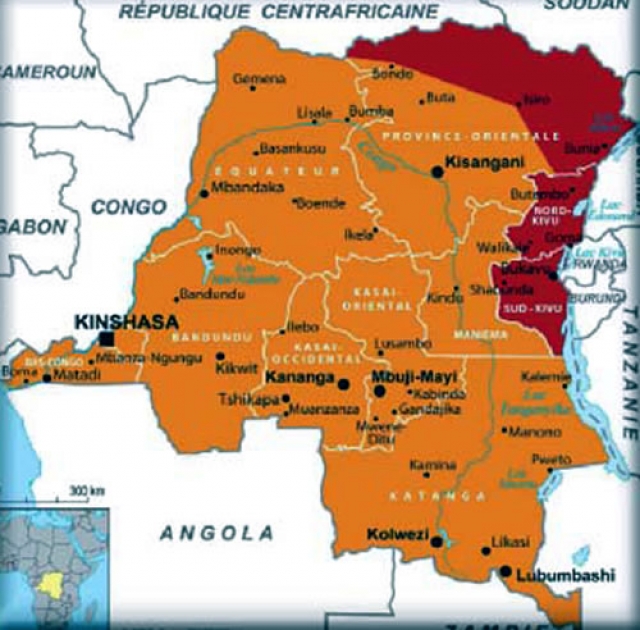 Carte de la République Démocratique du Congo