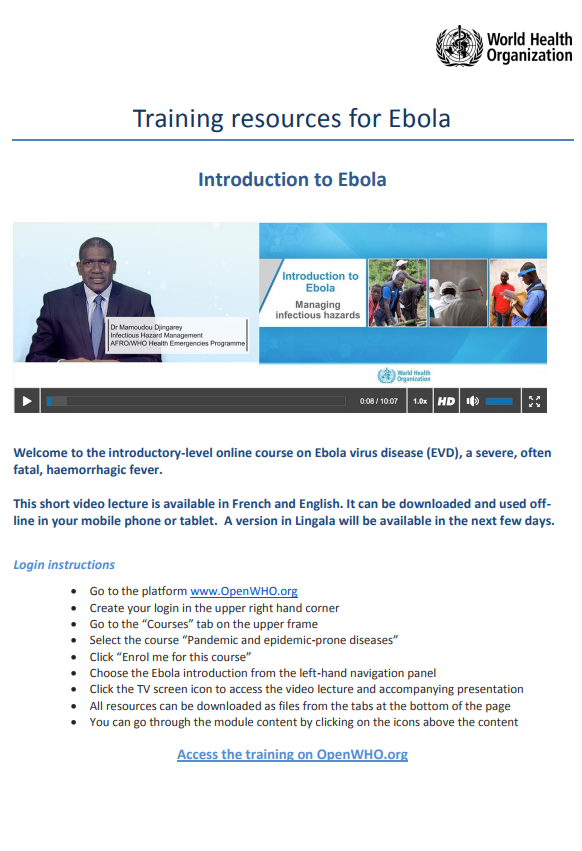 Knowlege resources for Ebola 