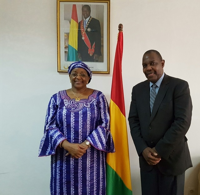 Mme La Ministre du Plan et de la Coopération internationale et le Représentant de lOMS en Guinée