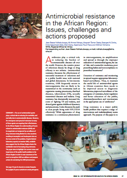 Antimicrobial resistance in the African Region: Issues, challenges and actions proposed