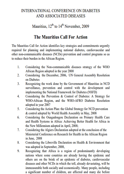 Mauritius Call For Action