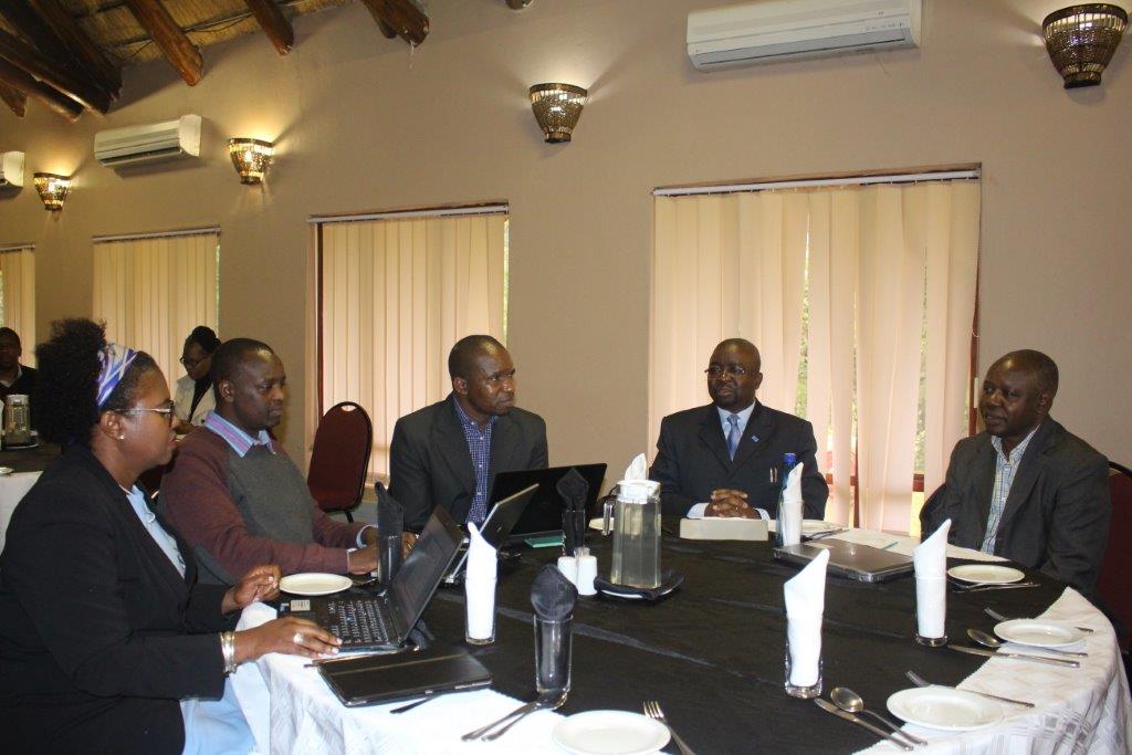 The team of consultants - Ms Zorodzai Machekanyanga, Mr Brine Masvikeni, Dr Mutale Mumba from WHO/IST, Dr Kazoka Antony-WHO Tanzania and Mr Kiptoon Shem- WHO Kenya during the MR IPV Post Introduction Evaluation debriefing meeting at Sibane Hotel in Ezulwini