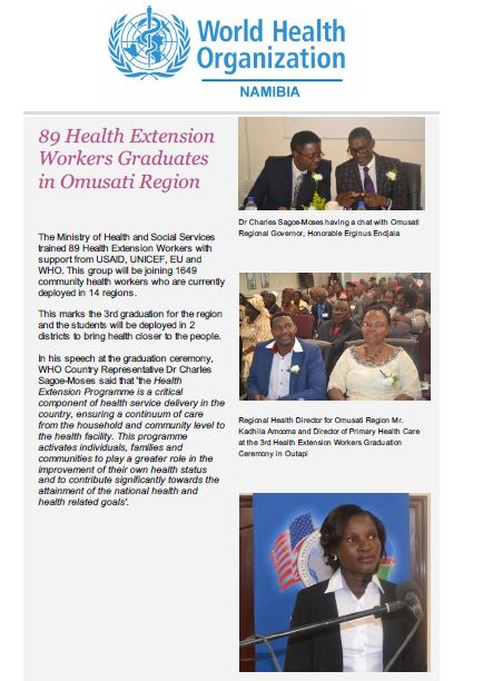 WHO Namibia August 2017 Newsletter: Vol 1, Issue 4 