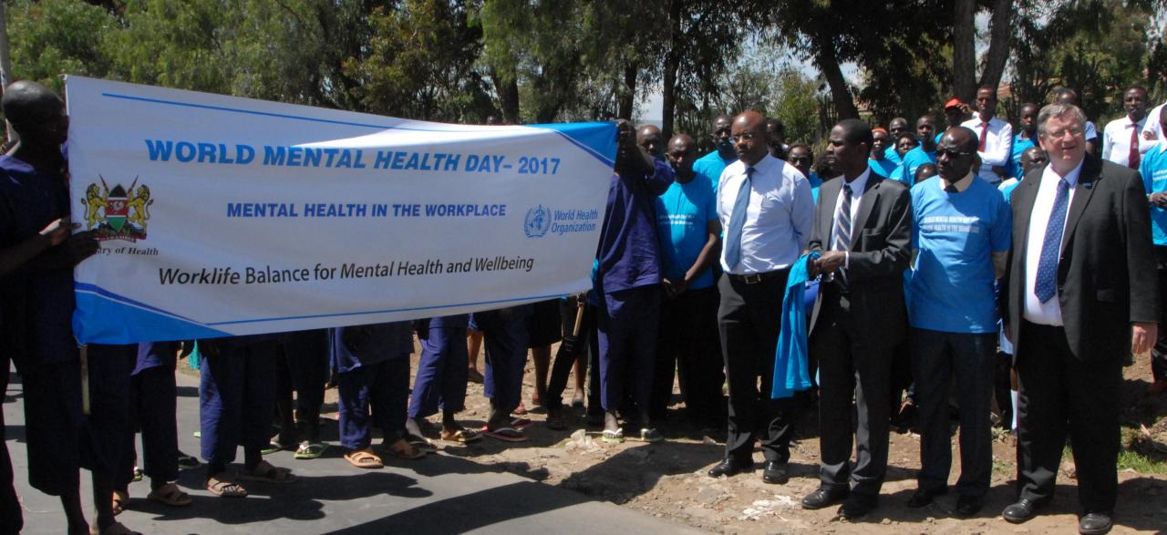 WR Kenya Dr Rudi Eggers, extreme right, with MOH colleagues during the launch of the World Mental Health Day in Kenya  