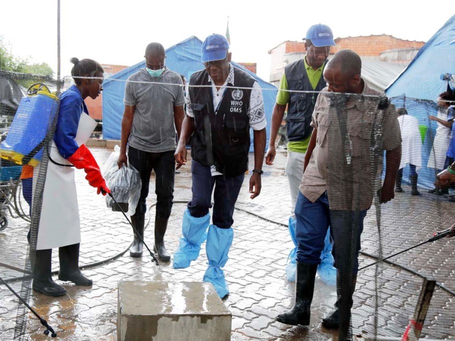 The WHO Representative Dr. Nathan Bakyaita at the Cholera Treatment Centre in Kanyama, one of the areas affected by the cholera outbreak 