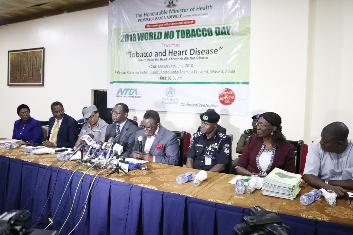 Professor Adewole (with microphone) presenting his speech at the 2018 WNTD