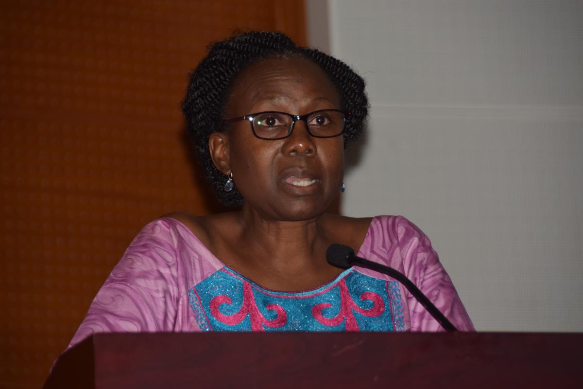 Minister of Health, Dr Jane Ruth Aceng addresses the delegates during the Joint Review Mission 