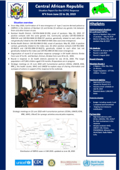 Report for the VDPV2 Response  N°4 from June 22 to 28, 2019 