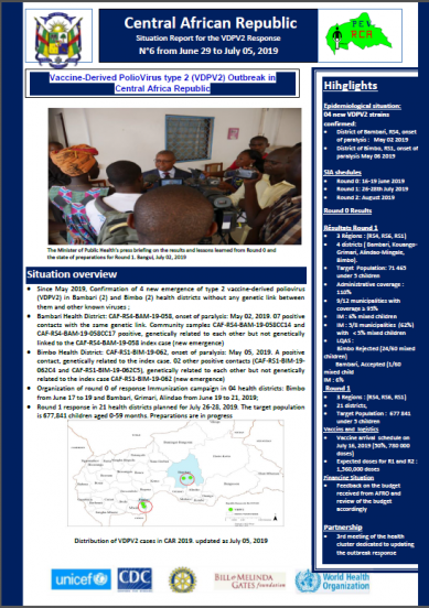 Situation Report for the VDPV2 Response N°6 from June 29 to July 05, 2019