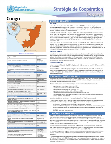 Stratégie de coopération avec le pays 2019-2023, du bureau de l'OMS/Congo