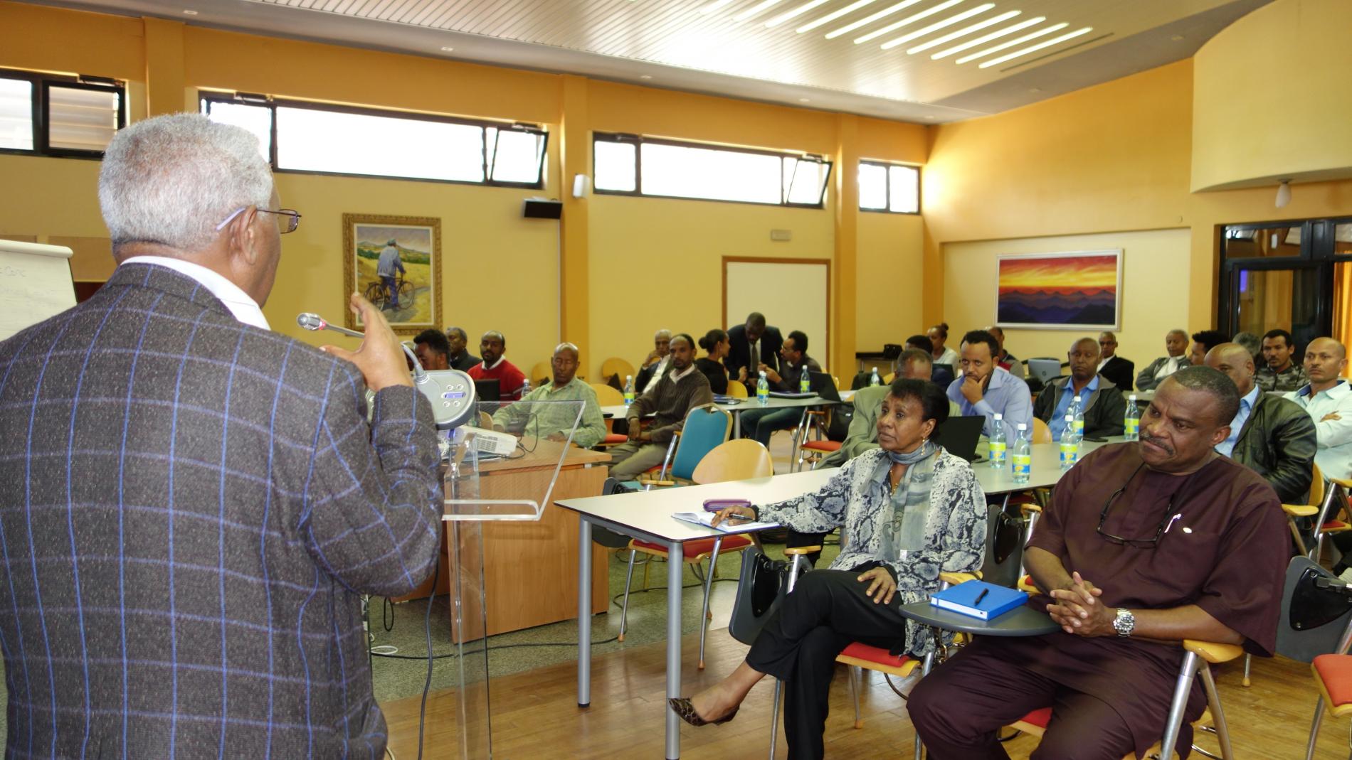 Dr Berhane Debru - Acting Director General of Policy and Planning at MOH addressing the participants