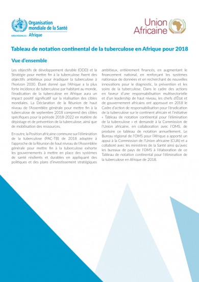 Tableau de notation continental de la tuberculose en Afrique pour 2018