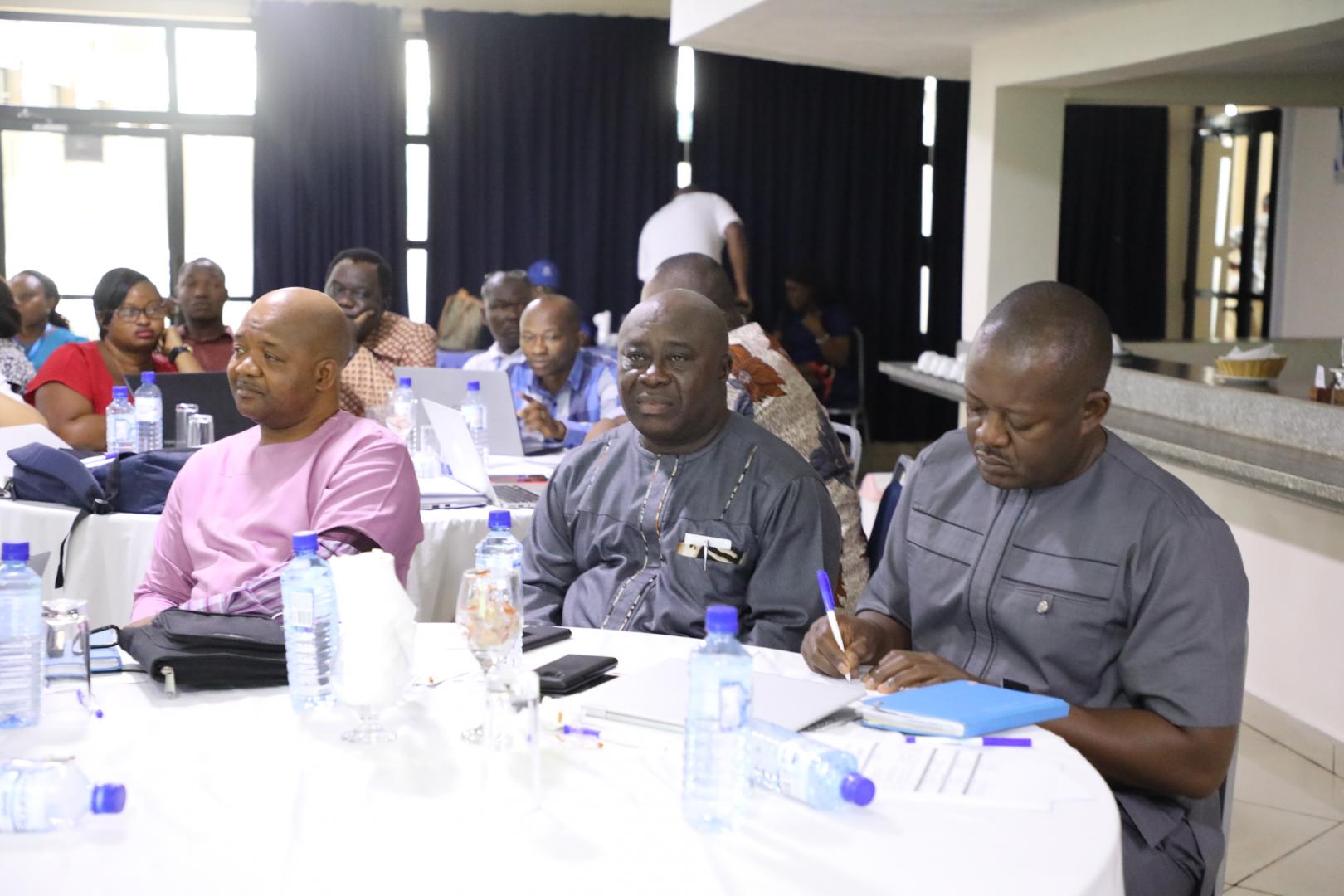 L-R: the Director of Health Security and Emergencies, the Chief Medical Officer of the Mnistry of Health and Sanitation and the WHO Country Representative in Sierra Leone