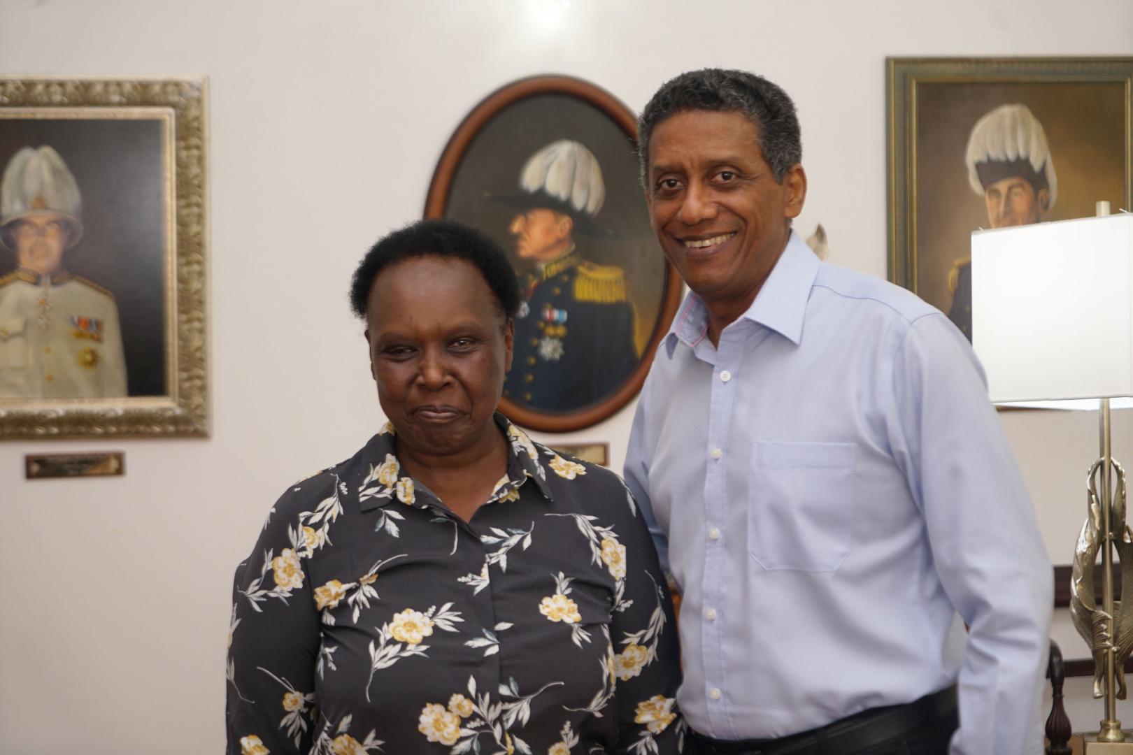 Seychelles WR Dr. Teniin Gakuruh with the Head of State HE Danny Faure at State House, Victoria, Seychelles