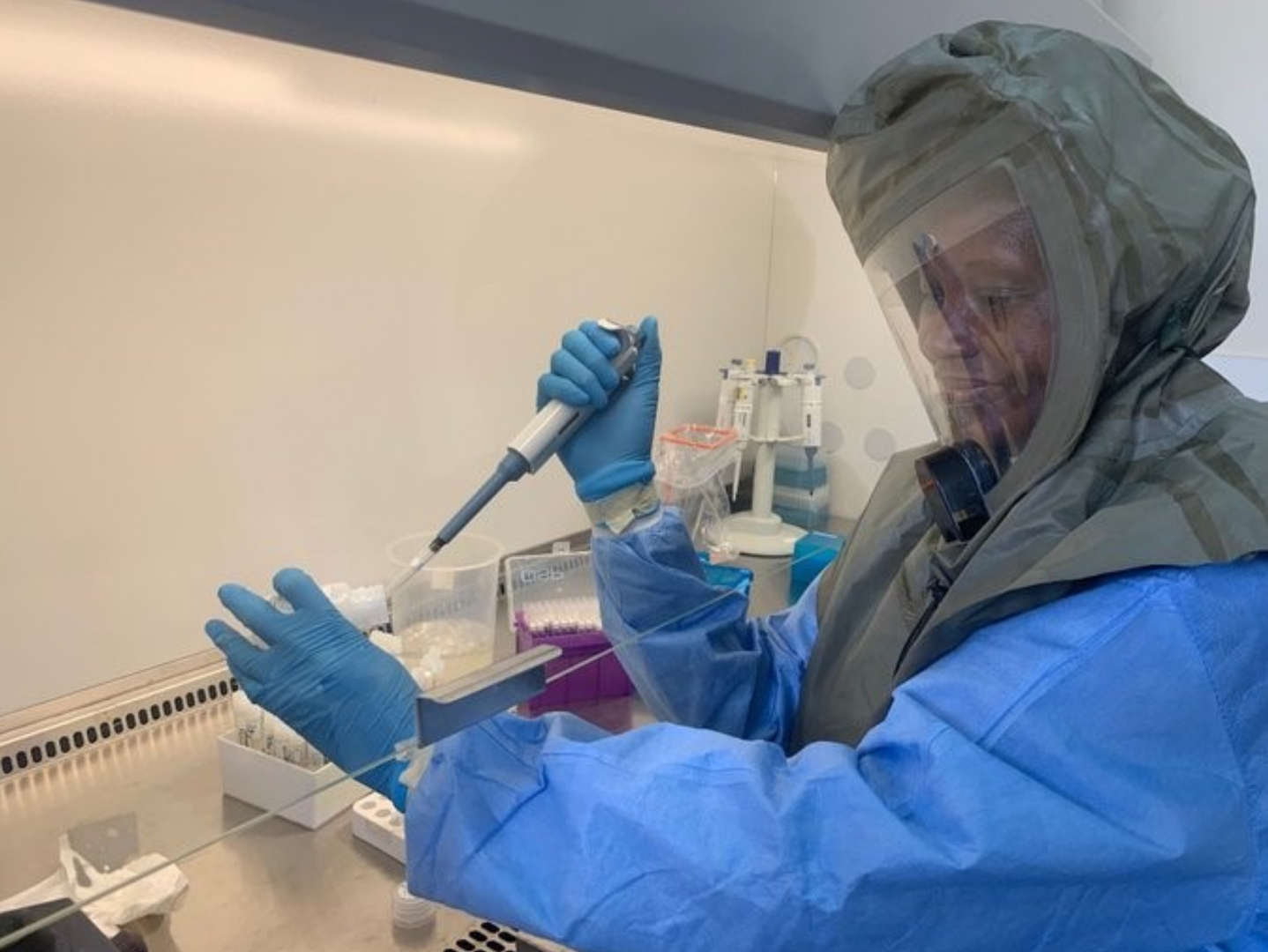 A lab scientist testing samples for COVID-19 in a laboratory