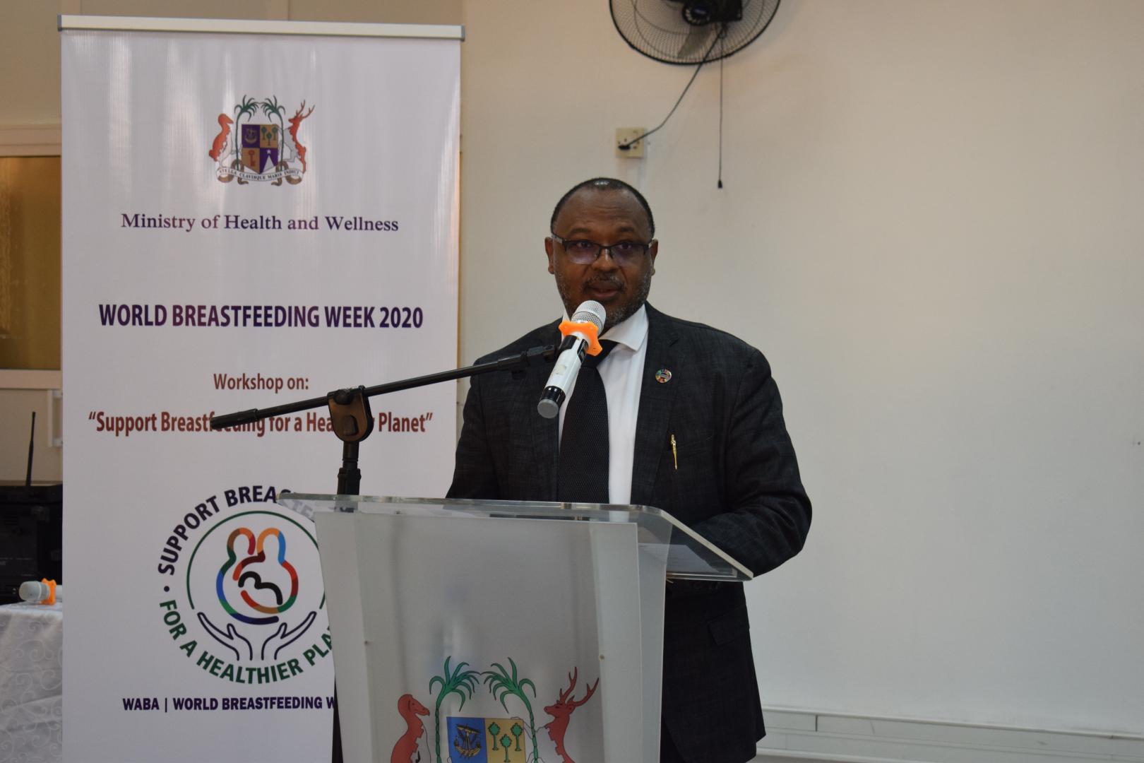 Dr Laurent Musango, WHO Representative in Mauritius, advocating for the setting up of a ‘National Breastfeeding Promotion and Protection Committee’ as recommended in the National Framework to improve Maternal Newborn Child Health