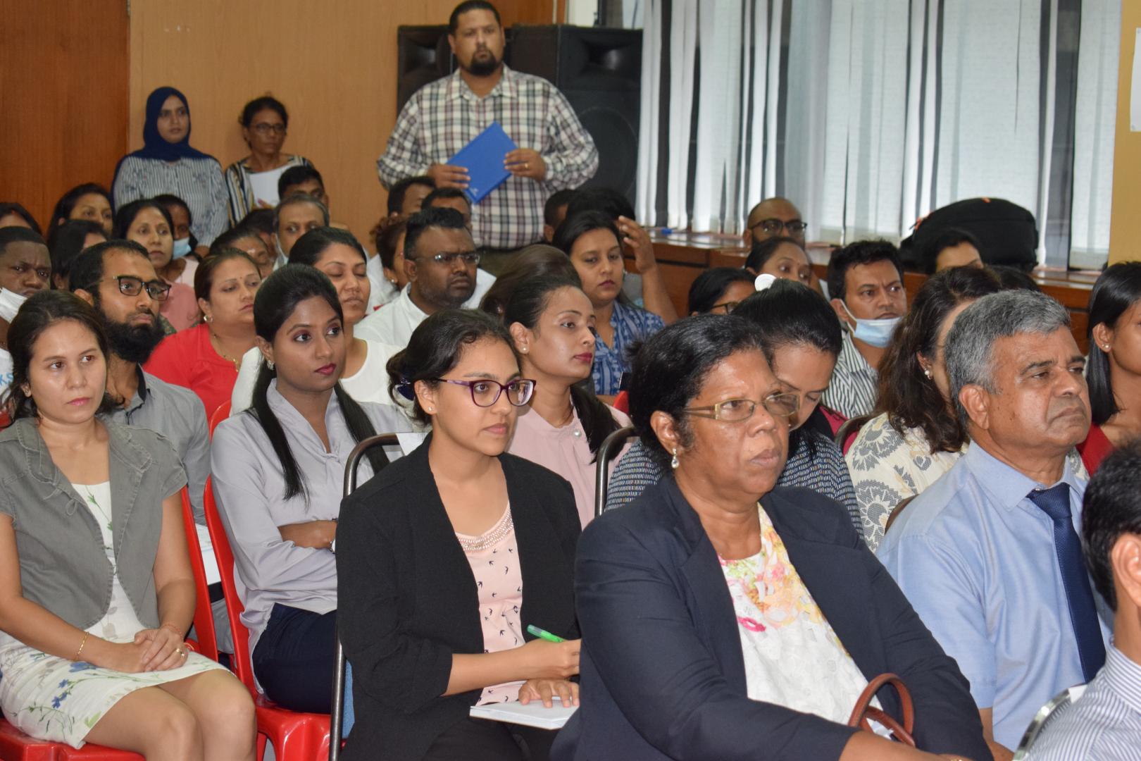 Health workers participating in the COVID-19 Vaccination Training at the Health Club of the Ministry of Health and Wellness, Mauritius on 11 January 2021