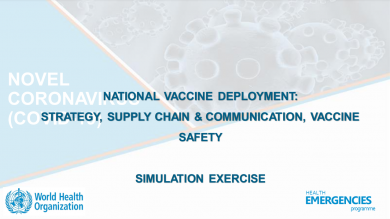 National vaccine deployment: strategy, supply chain & communication, vaccine safety (simulation exercise)