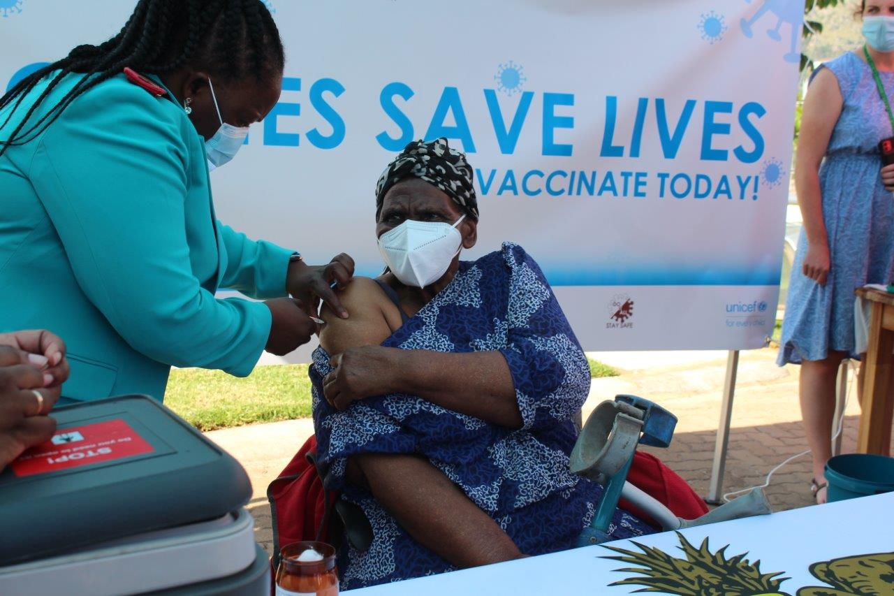 One of the senior citizens receiving first dose of the vaccine