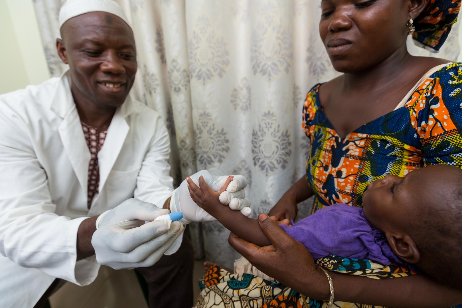 Malaria testing at a facility