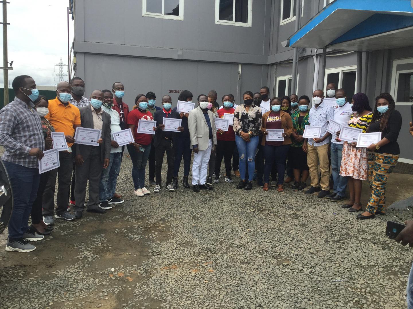 Participants group photo at the end of the EIOS training in Monrovia