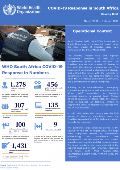 COVID-19 Response in South Africa - Country brief