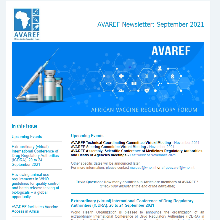 AVAREF Newsletter September 2021